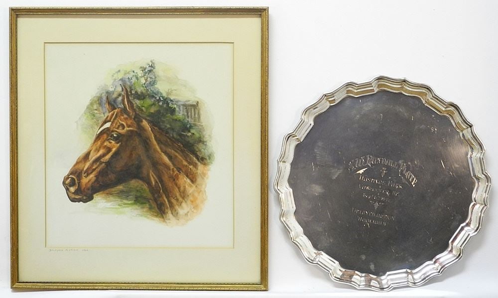 S. W. Randall Plate (Sterling Silver / 1075g) with Portrait "Delayed Action Hooligan 1947".: S. W. Randall Plate (Sterling Silver / 1075g) with Portrait "Delayed Action Hooligan 1947".