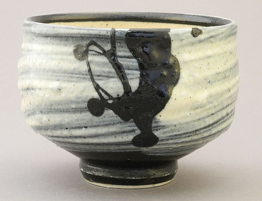 Hakeme Glaze Porcelain Tea Bowl with Impressed Mark of Wayne Ngan.: Hakeme Glaze Porcelain Tea Bowl with Impressed Mark of Wayne Ngan.