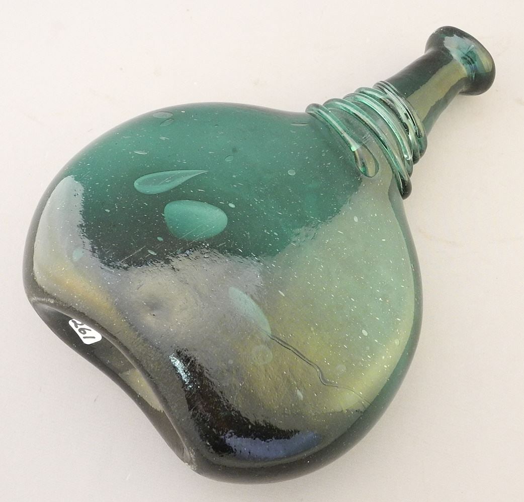 Antique Persian Glass Saddle Flask, 9 1/2"h. (1 of 6)