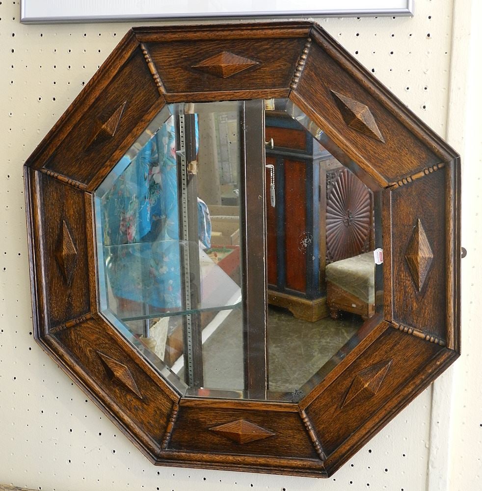 Scottish Oak Octagonal Beveled Mirror, 26" x 26". (1 of 1)