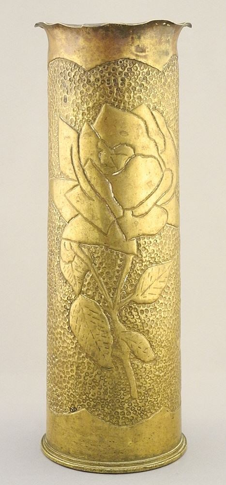 Trench Art Shell Casing, 11 3/8"h. (1 of 3)