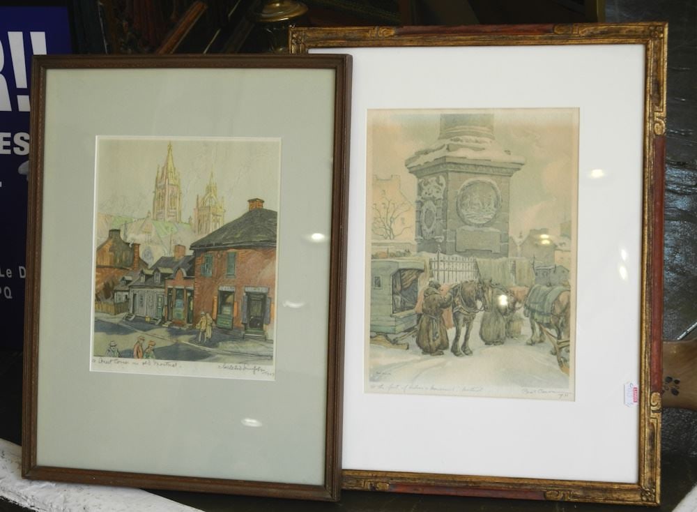 Coulour Print signed Paul Caron 1931 , 10" x 7 1/4", "At the Foot...", with a 2nd Print. (1 of 3)