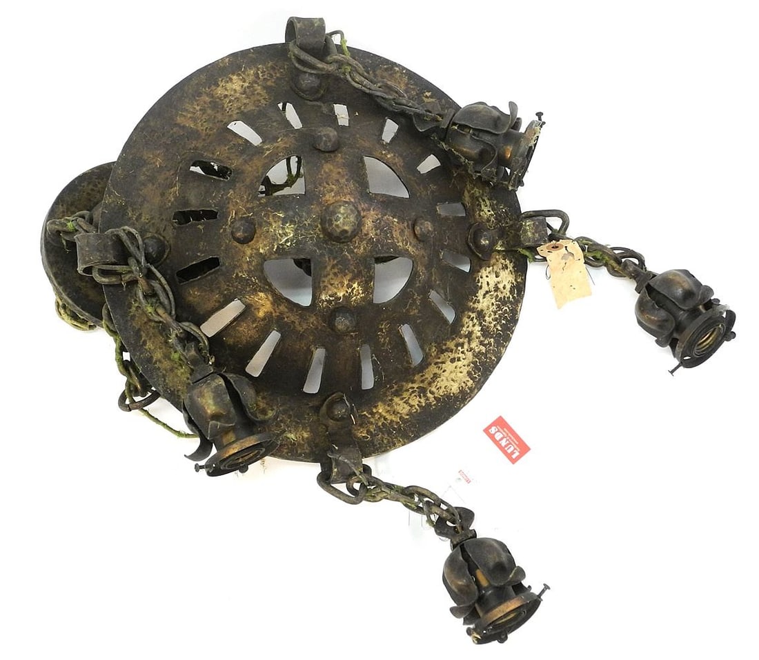 Copper Arts & Crafts Ceiling Fixture , 15 1/4" Diameter. (1 of 3)