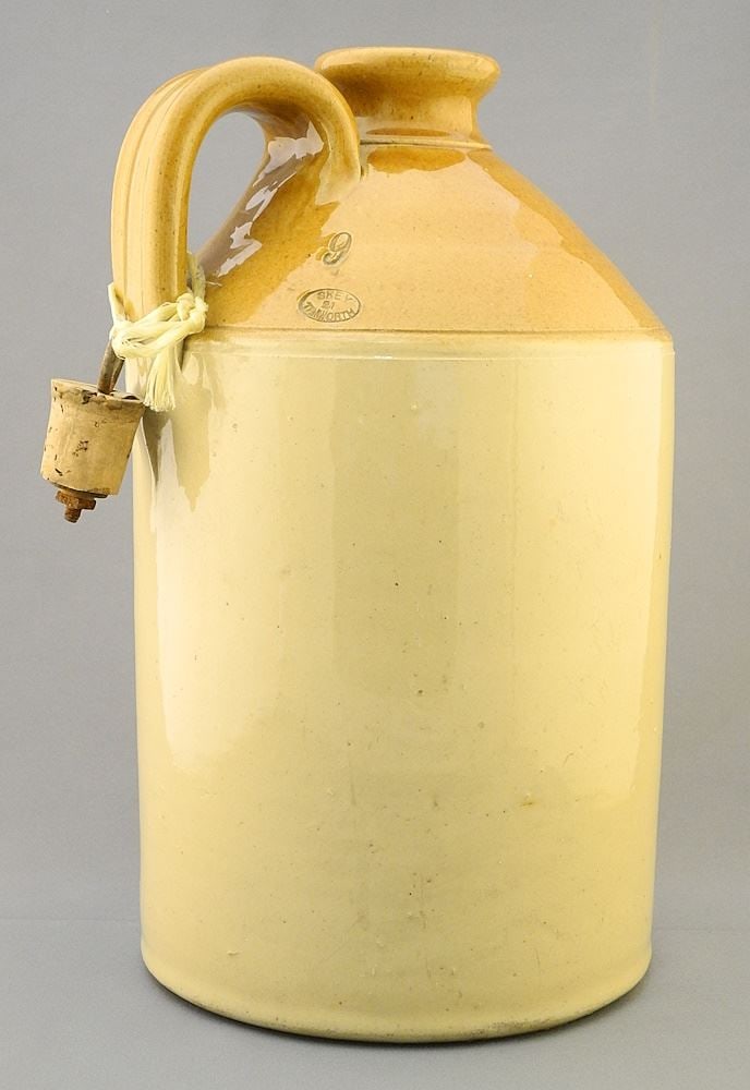 Stoneware Jug Impressed "9 Skey Tamworth 21", 12 5/8"h.: Stoneware Jug Impressed "9 Skey Tamworth 21", 12 5/8"h.
