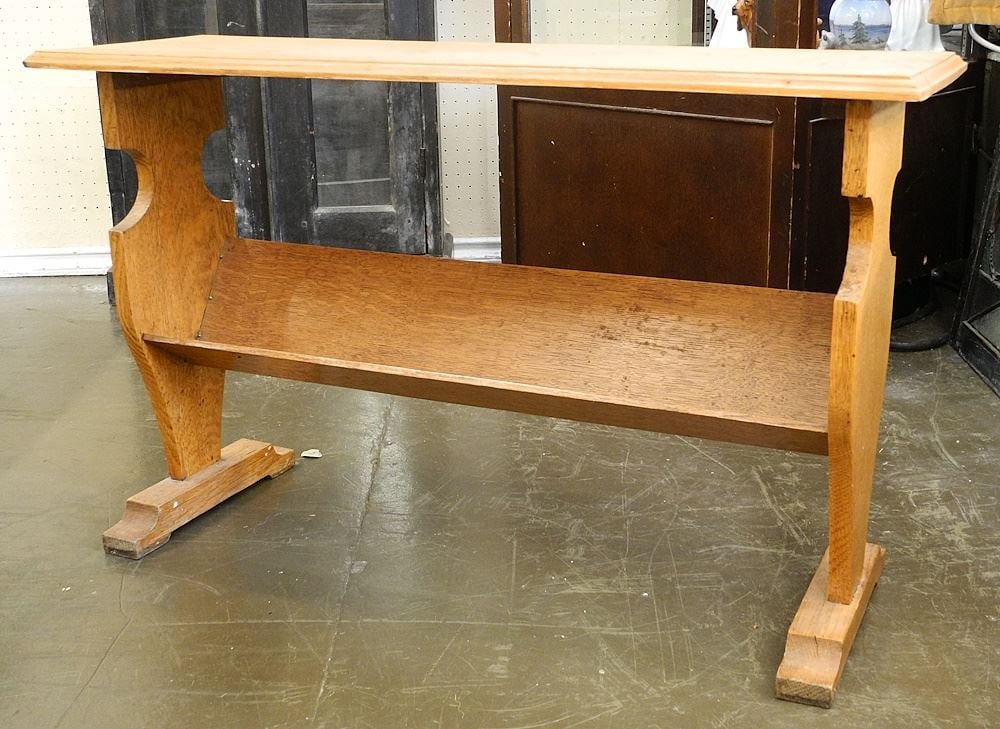 Low Oak Bookstand / Bench, Unfinished, 36 1/4"w.: Low Oak Bookstand / Bench, Unfinished, 36 1/4"w.