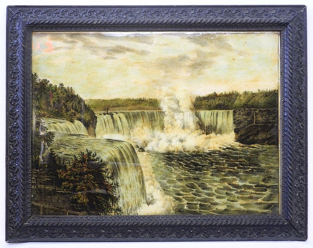 Reverse Print on Glass of Niagara Falls, 15" x 20 1/2". (1 of 1)
