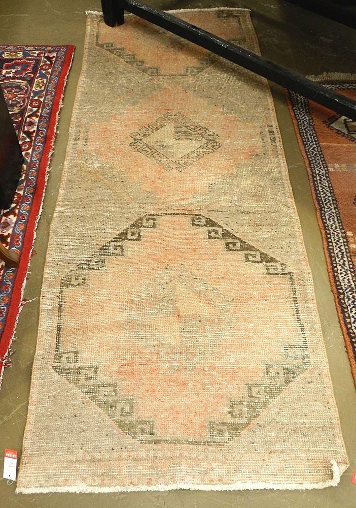 Hand Knotted Persian Runner, 7'8" x 2'9" (worn). (1 of 2)