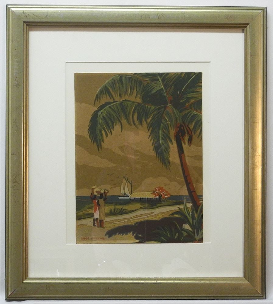 Watercolour signed F.H. (Florence Helena) McGillivray, 13 3/4" x 10 3/4", "Palm Trees..." (ton (1 of 3)