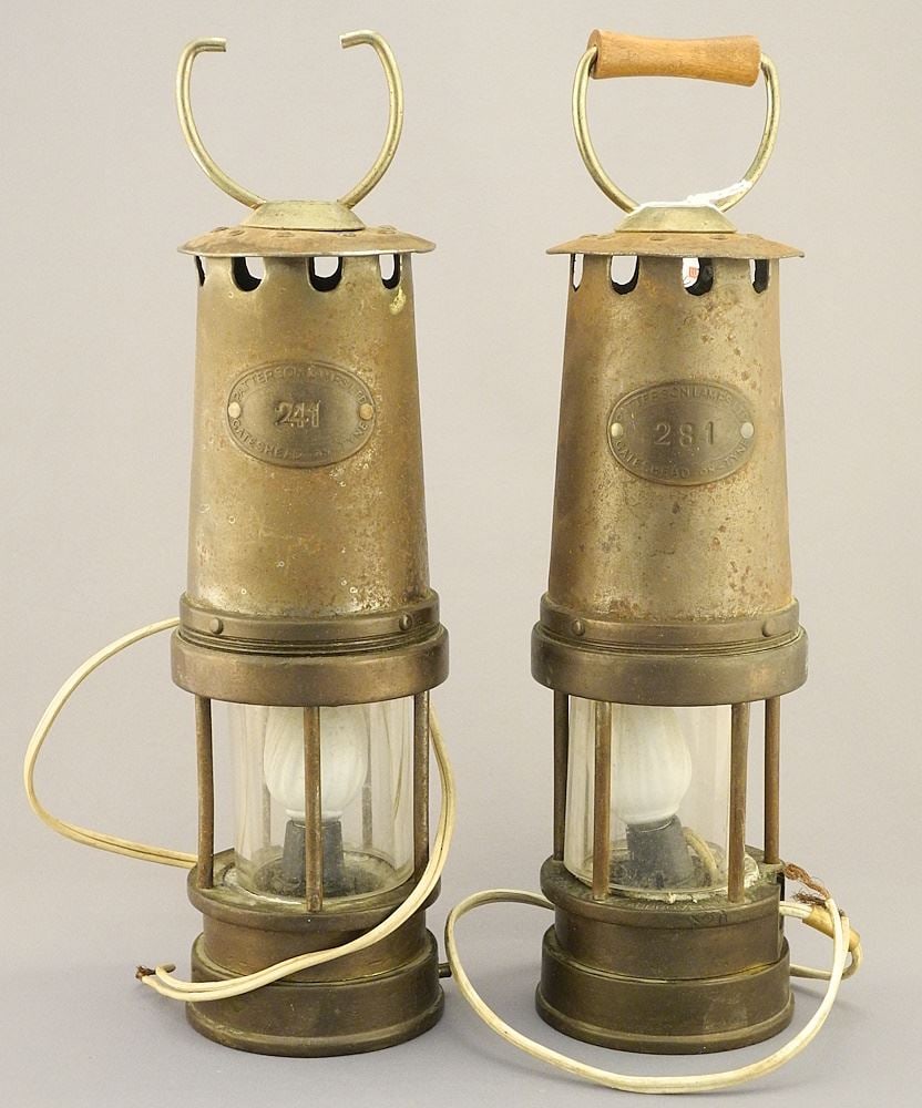 Pair of Patterson Lamps Ltd. / Miners Lamps, 10"h (as found).: Pair of Patterson Lamps Ltd. / Miners Lamps, 10"h (as found).