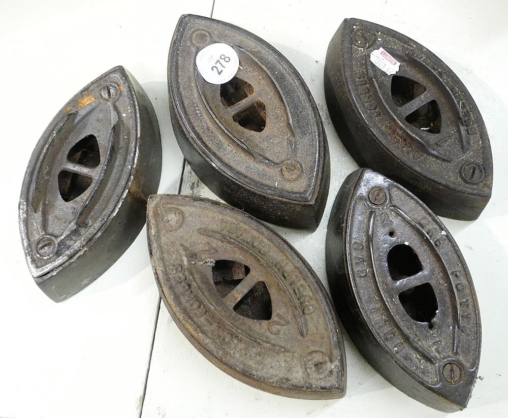 5 Antique Sad Irons, 6 1/4" - 7"L. (1 of 1)