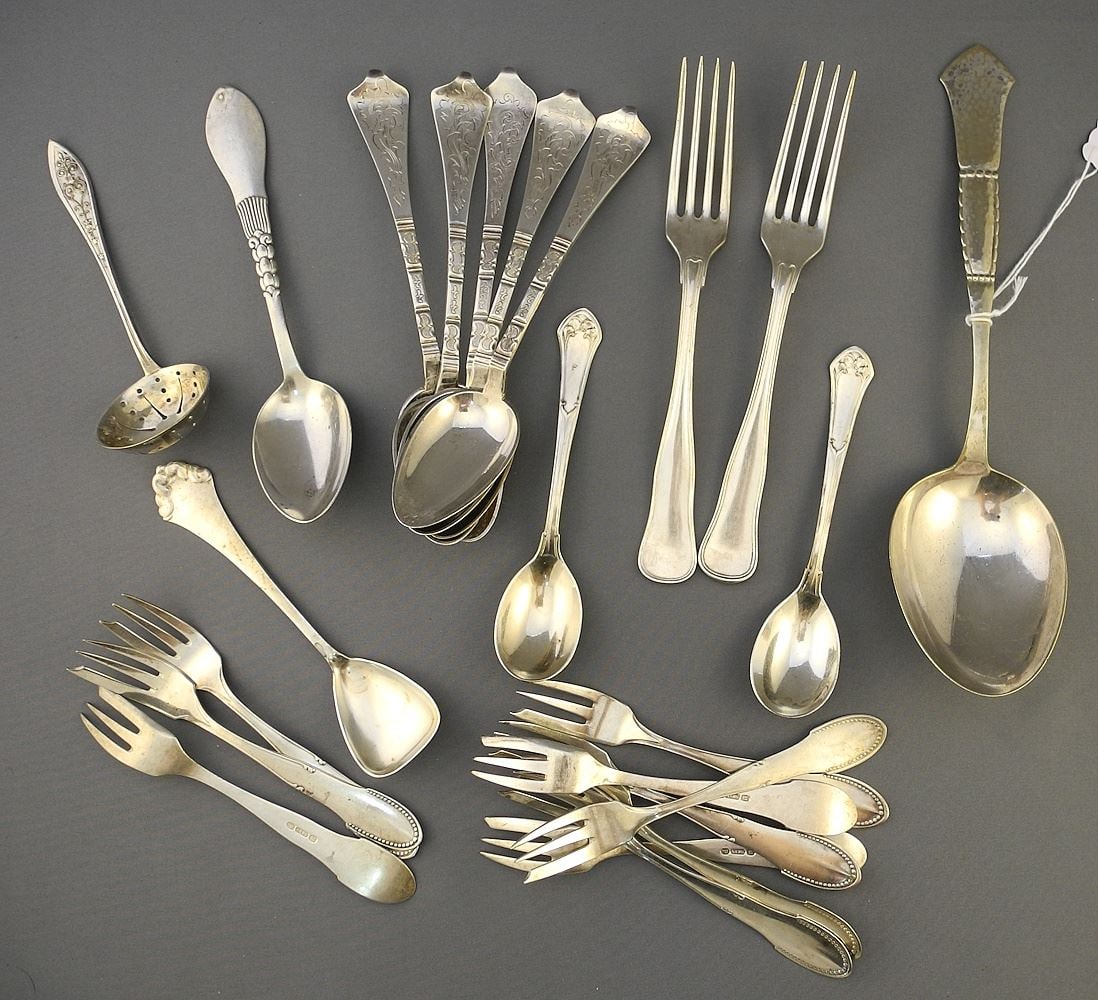 Danish Flatware Collection with Serving Pieces (22).: Danish Flatware Collection with Serving Pieces (22).