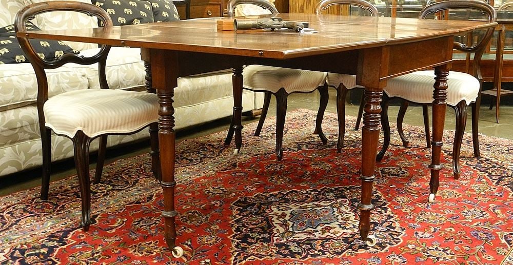 Mid 19th C. Mahogany Drop Side Table , 47 3/4"W (as found). (1 of 6)