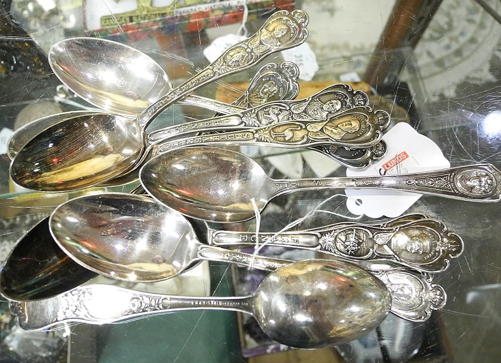10 Silver Plated WWI Commemorative Spoons, 5 3/4"L.: 10 Silver Plated WWI Commemorative Spoons, 5 3/4"L.