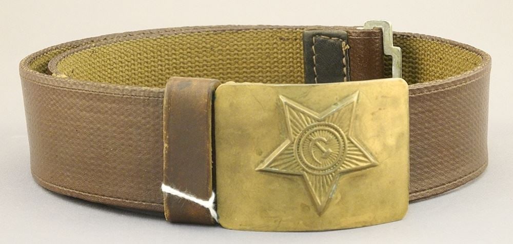Soviet Brass Buckle Belt, 38"L.: Soviet Brass Buckle Belt, 38"L.