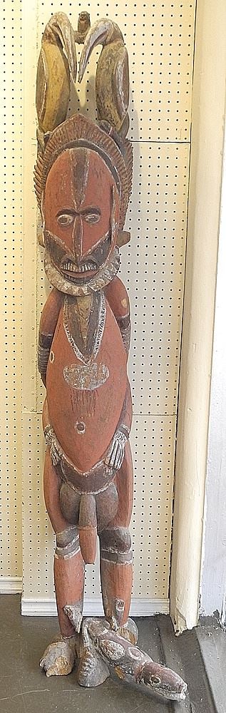 Papua New Guinea Ancestor Pole, 72". (1 of 3)