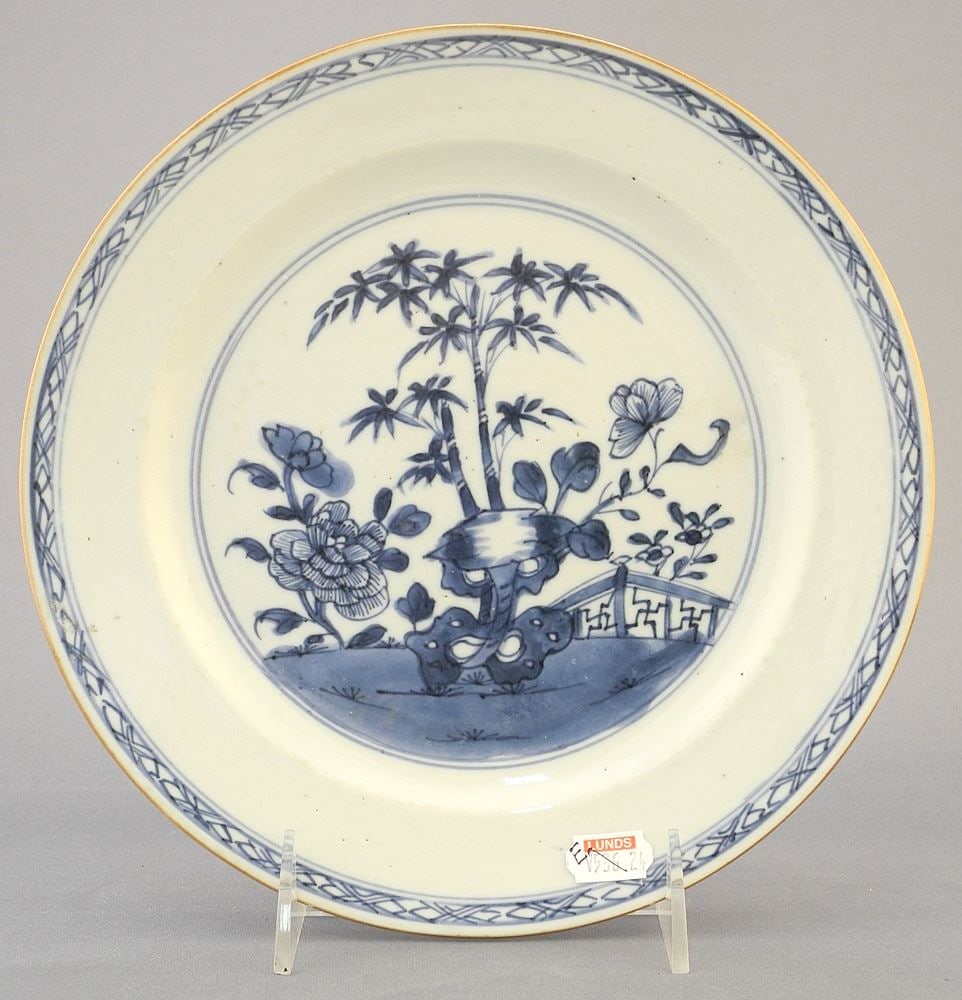 18th C. Chinese Export Porcelain Plate,(8 7/8" Diam.) & Blue & White Bowl, 6 1/2" Diam. (1 of 5)