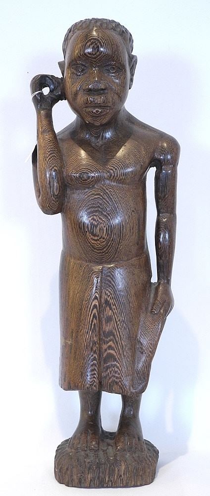 Central African Carved Wood Figure of A Pygmy, 17 3/4" High (1 of 2)