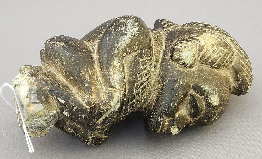 Sierra Leone: Nomoli Figure Found in Ground in Sherbro River, 6 3/4"H. (1 of 2)