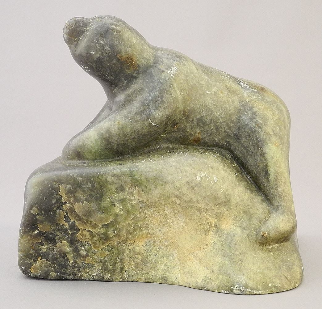 Inuit Stone "Bear" Sculpture, Base Illegibly Marked, 6 3/4" x 7 1/2" x 6 1/4". (1 of 3)