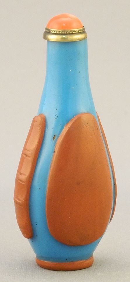 Peking Glass Snuff Bottle, 3".: Peking Glass Snuff Bottle, 3".