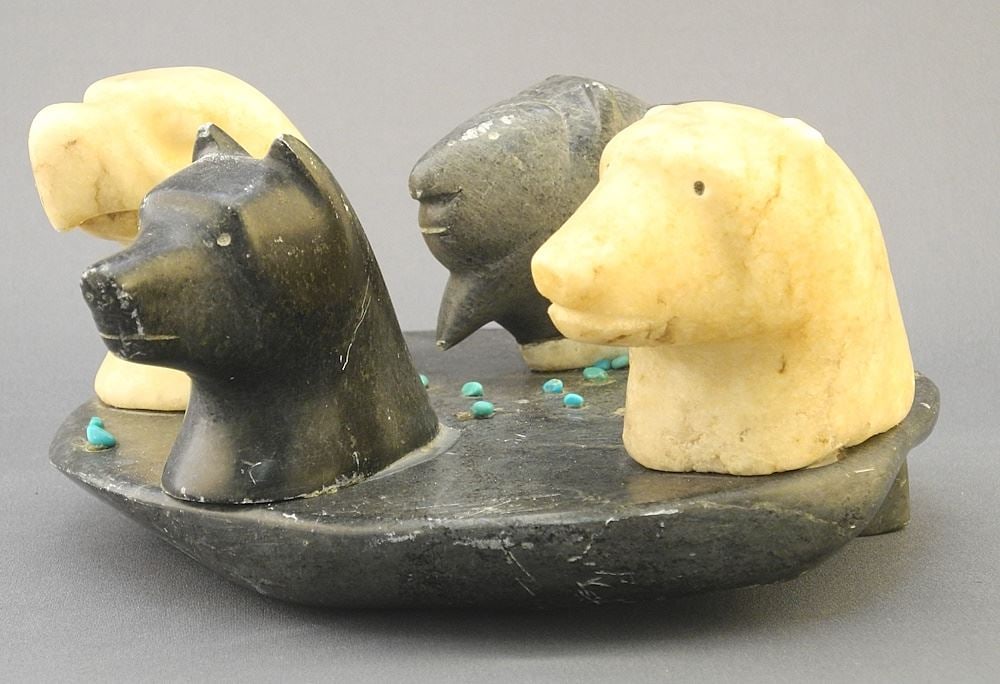 Stone Sculpture signed Arnold Donkey , 3 1/2" x 7 1/4" x 7 1/2". (1 of 4)