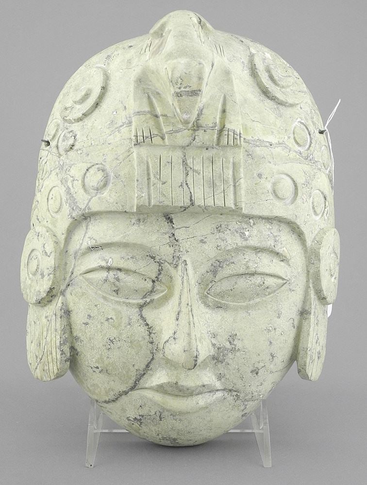 Mayan Aztec Agate Mask, 10 1/2" x 7" x 2 3/4".: Mayan Aztec Agate Mask, 10 1/2" x 7" x 2 3/4".