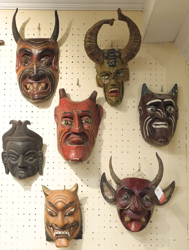 Collection of South American & Nepalese Devil Masks, 11" - 17 1/2"h: Collection of South American & Nepalese Devil Masks, 11" - 17 1/2"h
