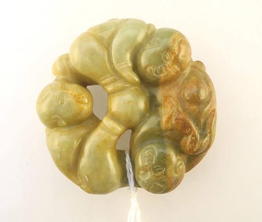 Agate Qing Pendant, 2", "Happy Boys": Agate Qing Pendant, 2", "Happy Boys"