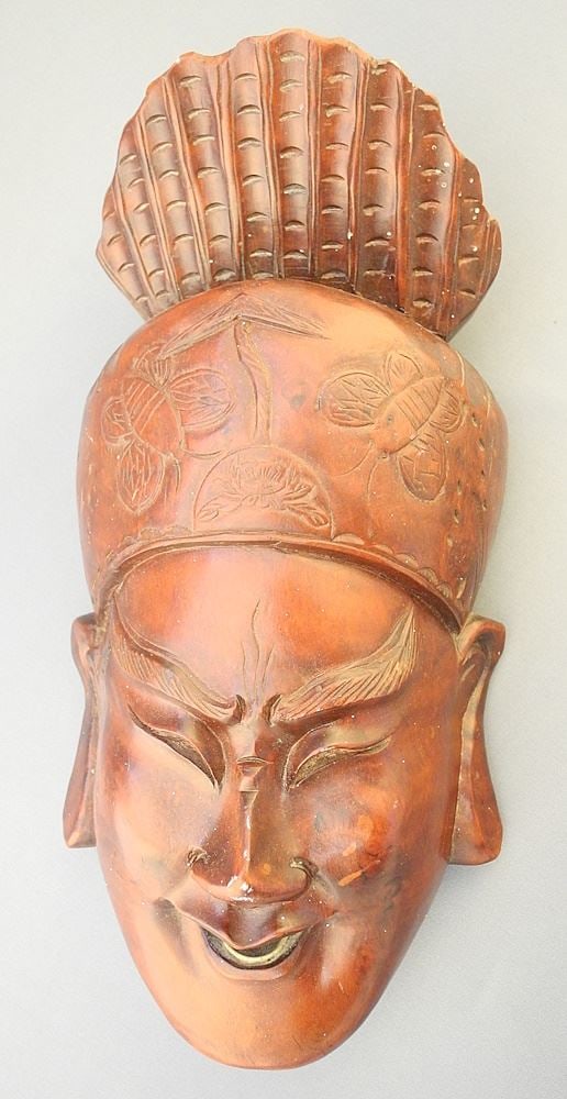 Thai Carved Mask, 12 1/2".: Thai Carved Mask, 12 1/2".