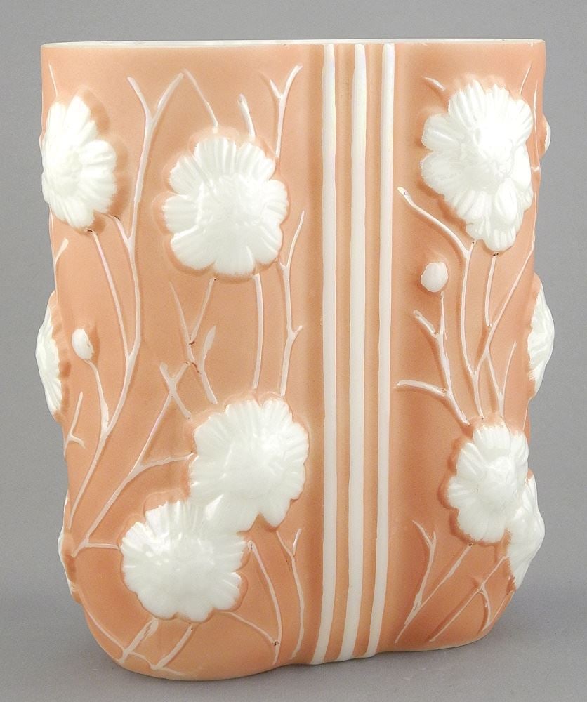 Phoenix Artware Glass Cosmos Vase, C.1934, 7 1/2"h (retains label). (1 of 3)
