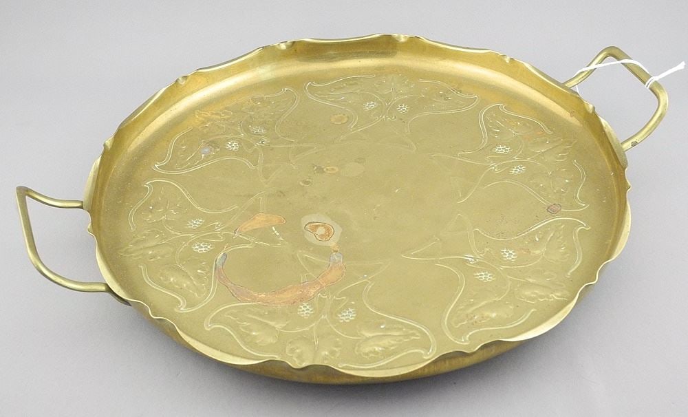 John Sankey & Sons Art Nouveau Brass Tray, 14 5/8"w. (1 of 2)