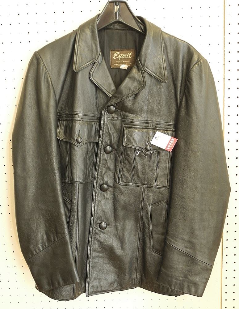 Vintage "Esprit" Coast Sportswear Ltd. Black Leather Jacket, Size 42. (1 of 2)