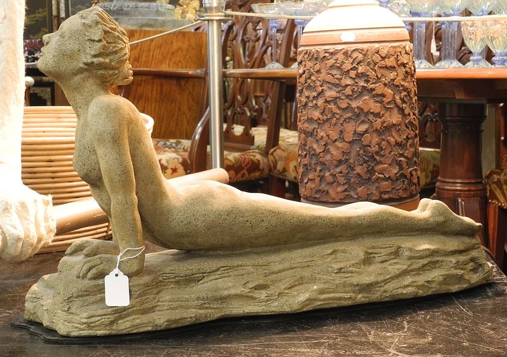 Composition Garden Statue, "Youthful Figure", 25"L. (1 of 2)