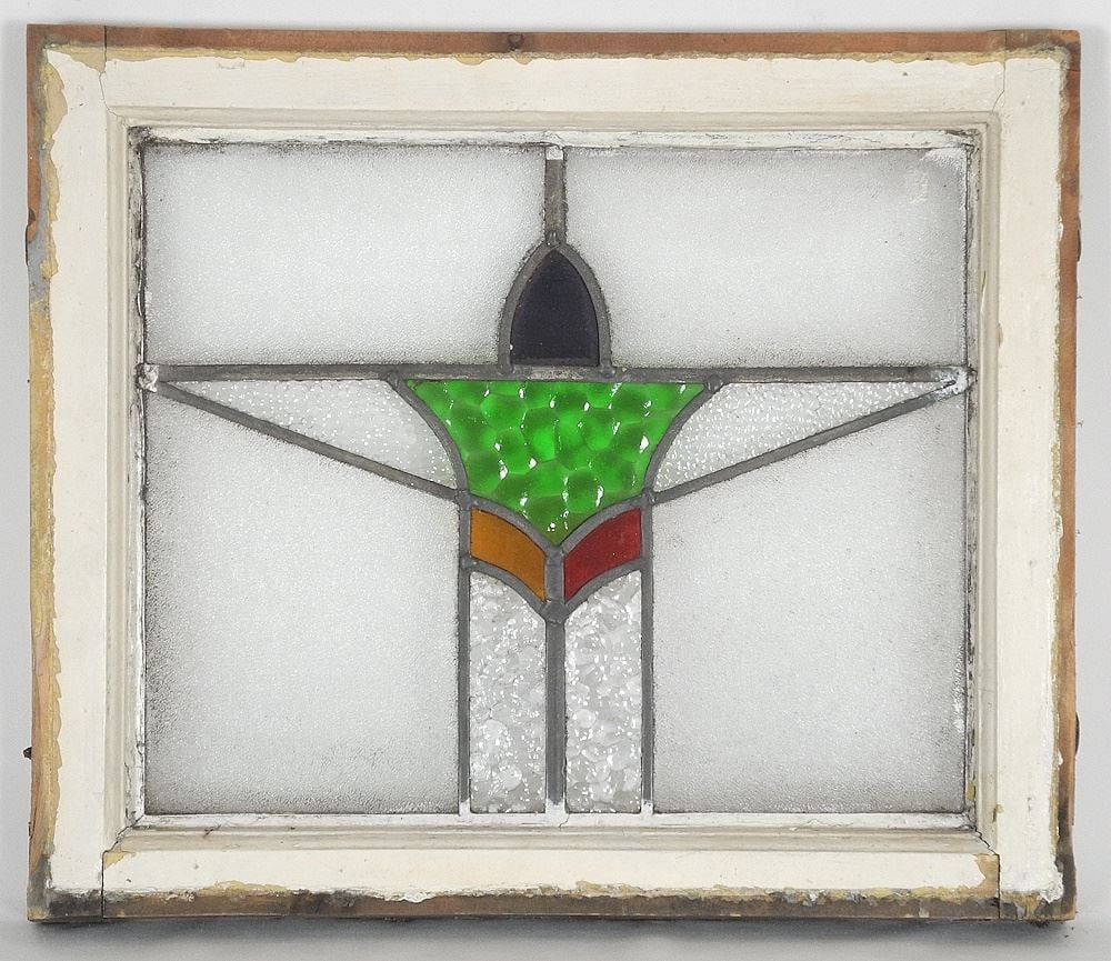 Art Deco Leaded Glass Panel, Framed, 17" x 20". (1 of 1)