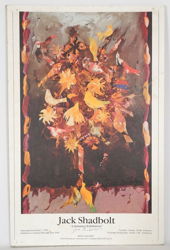 Signed Jack Shadbolt Exhibition Poster "A Summer Exhibition" Kyle Gallery 1981. (1 of 3)