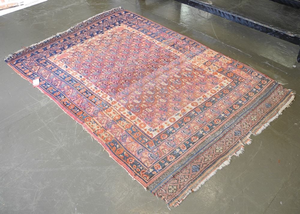 Senneh Hand Knotted Persian Carpet Approximately 5'8" x 3'10" (cond. noted).: Senneh Hand Knotted Persian Carpet Approximately 5'8" x 3'10" (cond. noted).