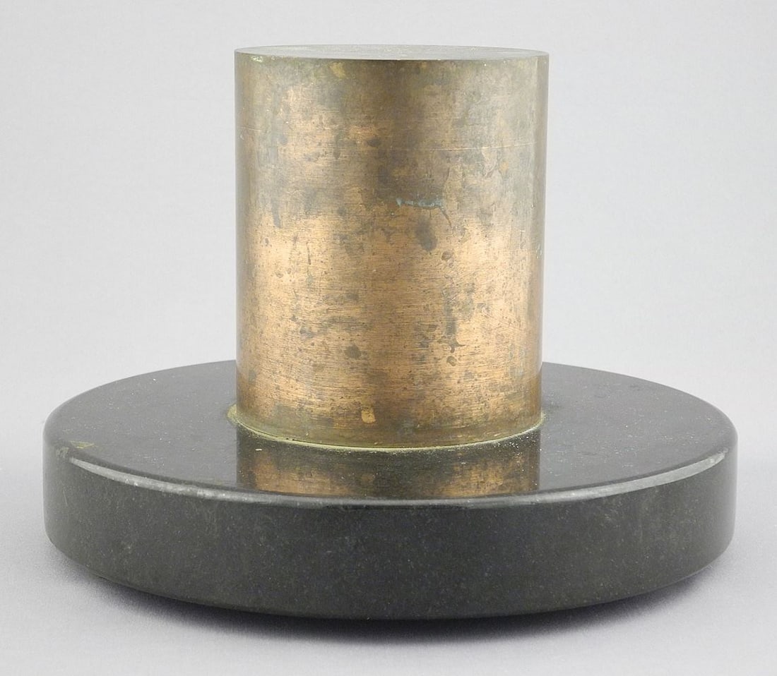 Copper and Black Stone Sculpture Signed Darcy (Gould) 2012, 5 1/2 x 7 3/4" Diam. (1 of 3)