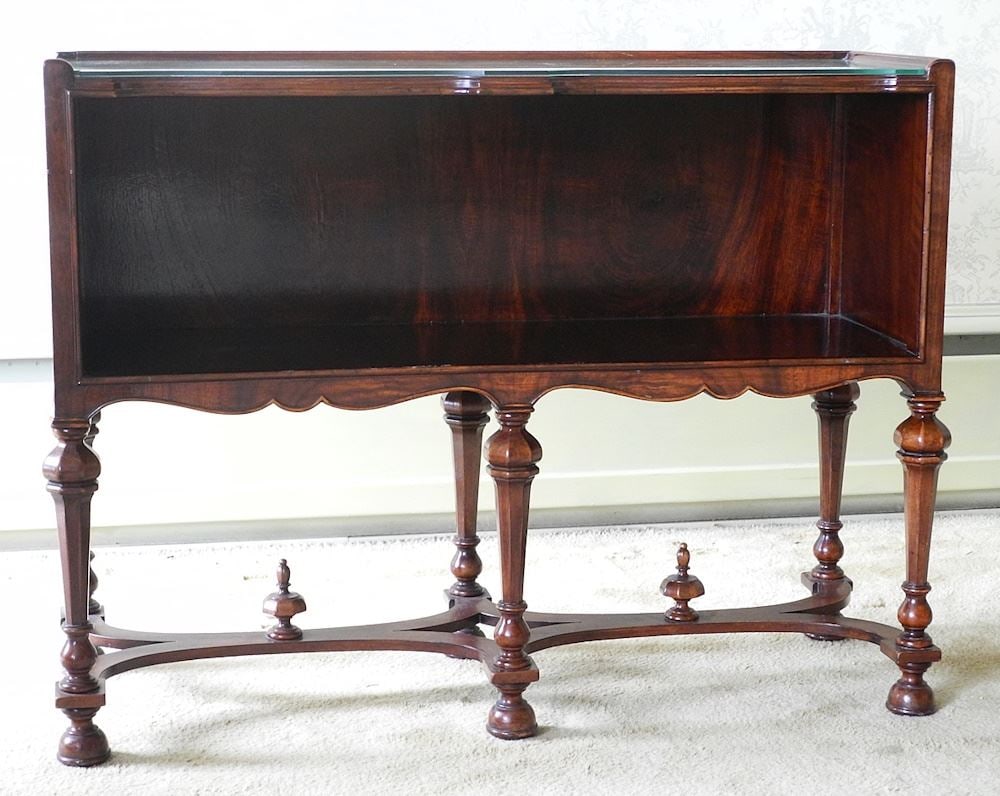 Mahogany Open Bookcase with Fitted Glass Top, 39" x 29 1/2" x 13 1/2"d. (1 of 7)