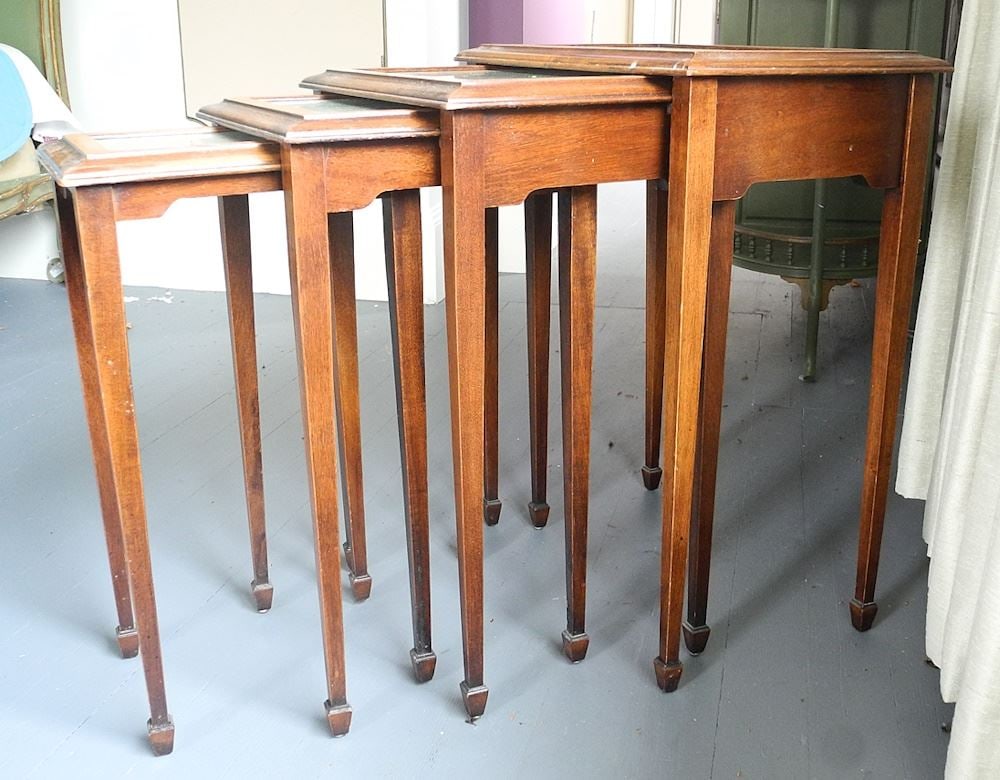 Nest of Four Glass Topped Tables, 19" x 12" x 24" h. (1 of 5)