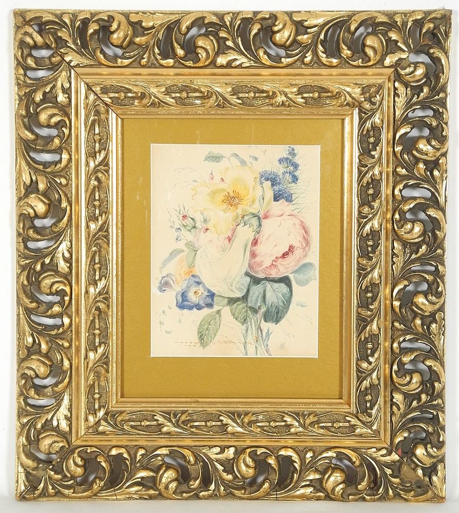 Watercolour Attributed to Sir Thomas Lawrence, 7" x 5 1/2", "Floral Study ". (1 of 6)