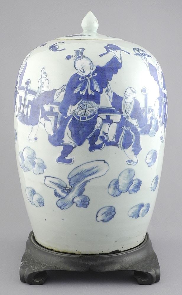 Chinese Blue & White Celadon Ground Covered Vase, 13 1/8"h. (1 of 10)