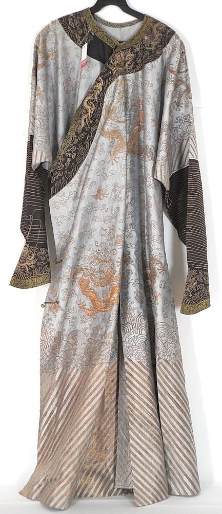 Qing Dragon Robe, 63"h (as found / loose threads). (1 of 16)