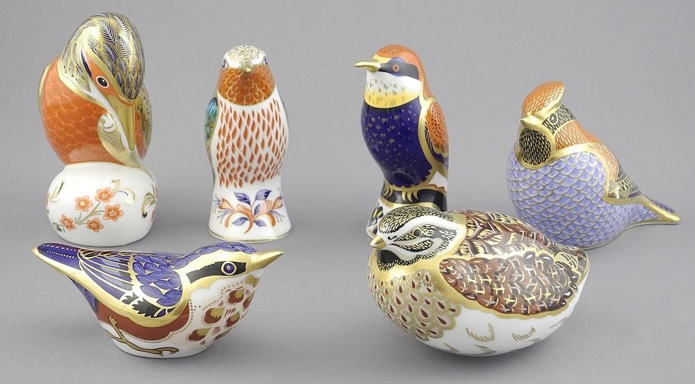 Collection of 6 Royal Crown Derby "Bird" Paperweights, Largest 4 3/4"h (1 of 6)