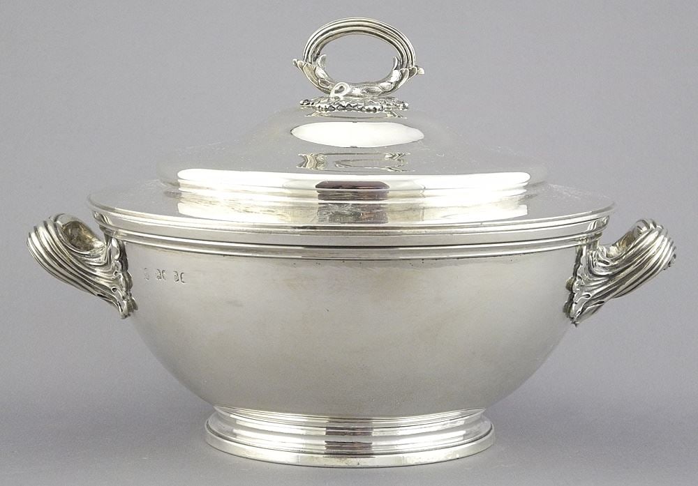 Georgian Silver Covered Dish London 1829 by Edw./John & WM Barnard, 8", 707g. (1 of 8)