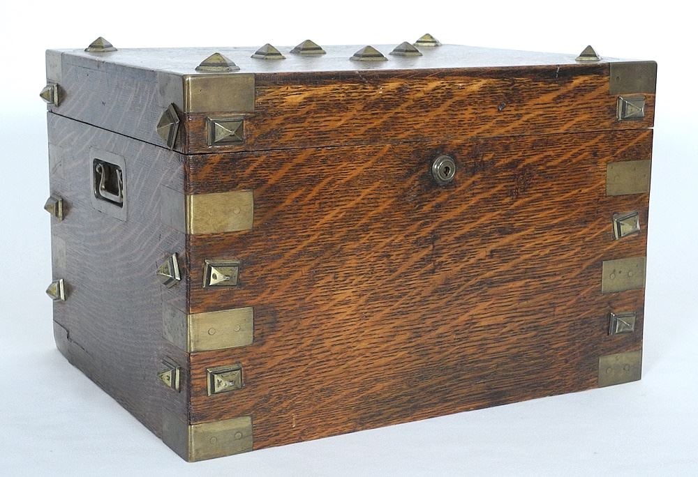 Benson & Hedges London Brass Crenellated Oak Humidor, 10 1/2" x 16" x 12 1/2". (1 of 9)