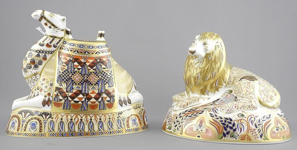 Royal Crown Derby "Camel" (7") & "Lion" Paperweights. (1 of 4)