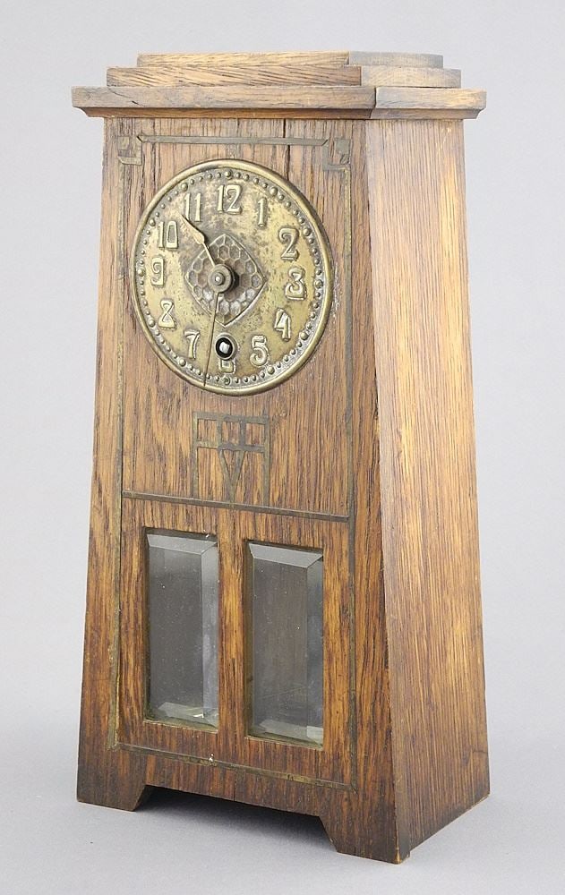 L & G.J. Stickley Oak Table Clock, 9 5/8"h. (1 of 12)