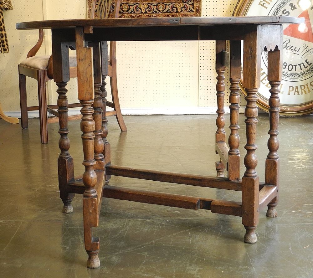 18th C. Oak Drop Side Gateleg Table 37"w x 43 3/4"L x 28"h. (1 of 3)