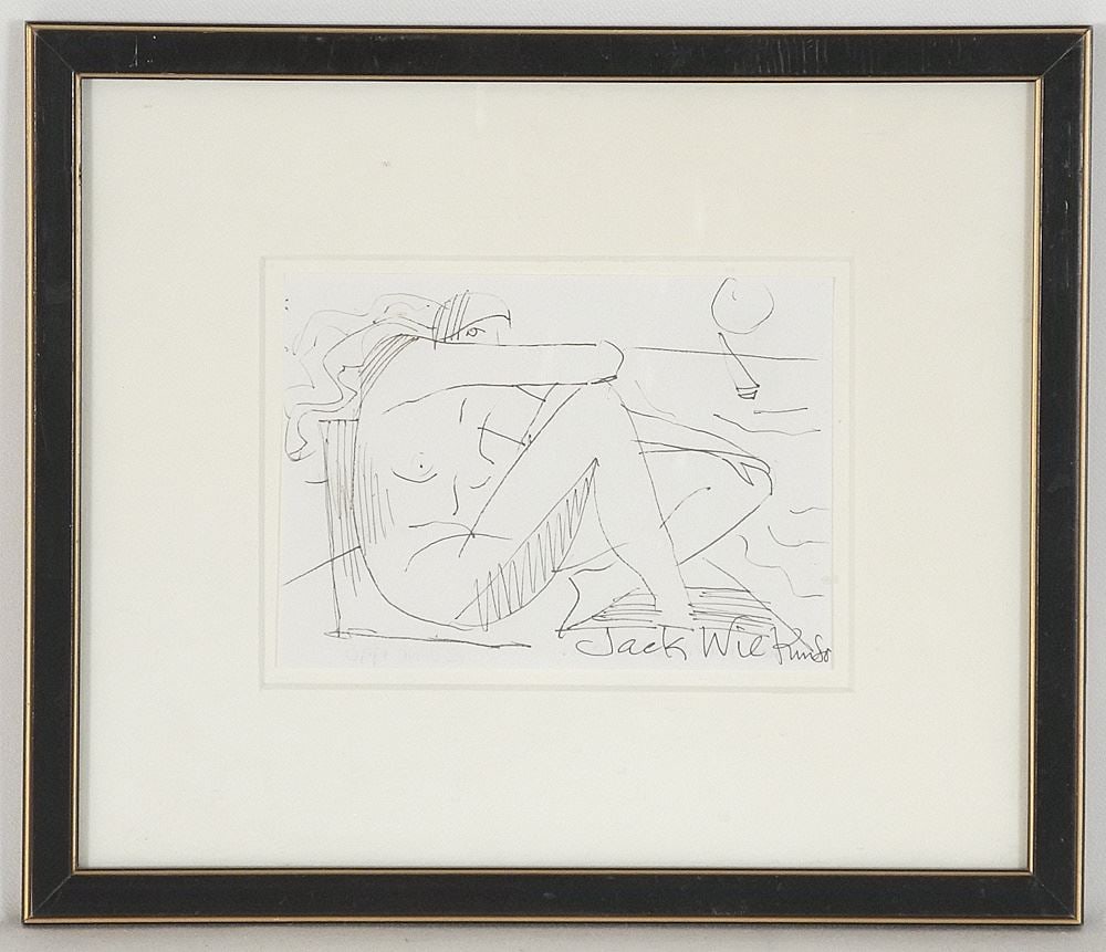 Sketch signed Jack Wilkinson, 4" x 5 1/2", "July 1990".: Sketch signed Jack Wilkinson, 4" x 5 1/2", "July 1990".