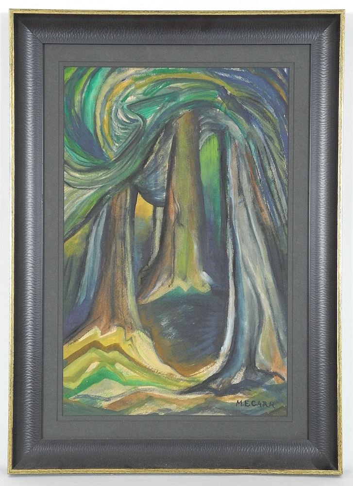 Watercolour Signed M.E.Carr, 18" x 11 1/2", "Forest Scene". (1 of 5)